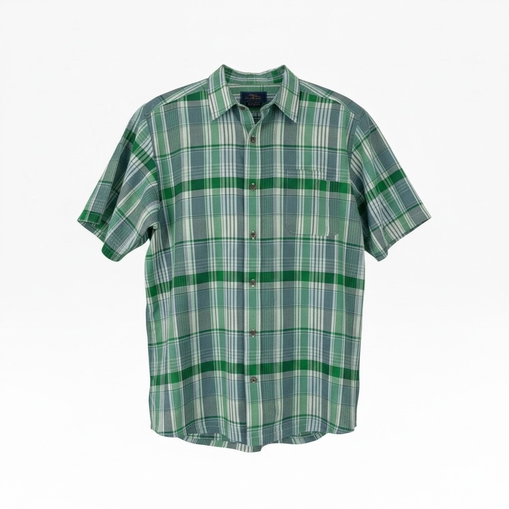 Mountain Khakis Mens Large Green Plaid Short Sleeve Button Down Shirt 11507